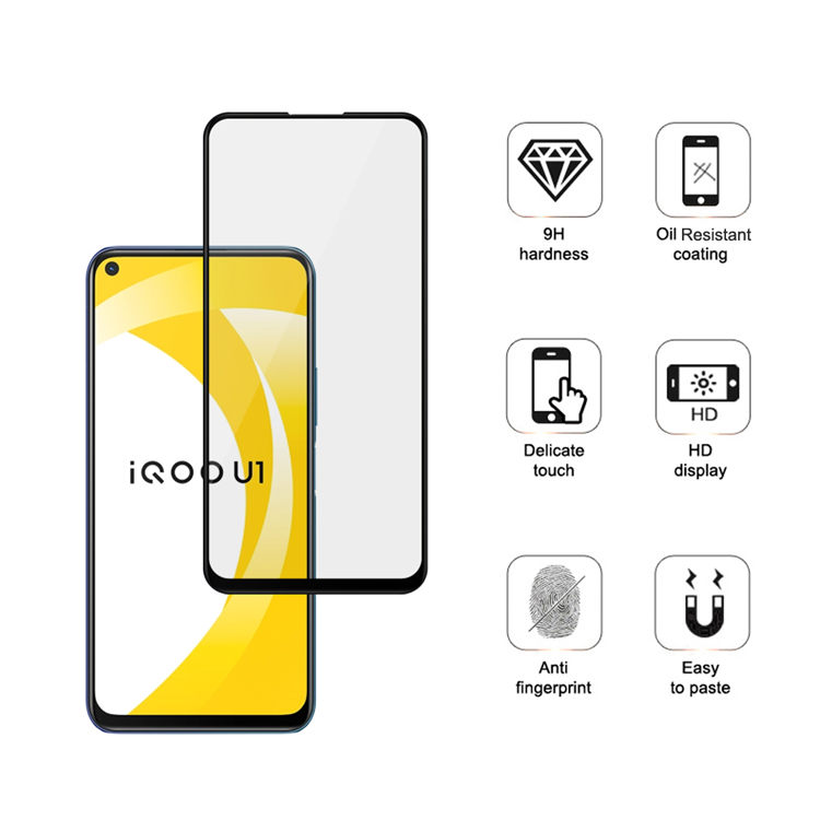 Alink 2.5D silk print full glue tempered glass screen protector for iQOO U1