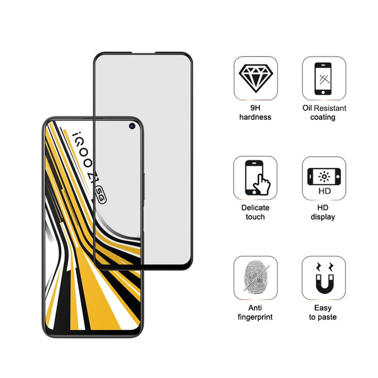 Alink 2.5D silk print full glue tempered glass screen protector for iQOO Z1