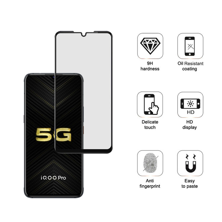 Alink 2.5D silk print full glue tempered glass screen protector for iQOO Pro