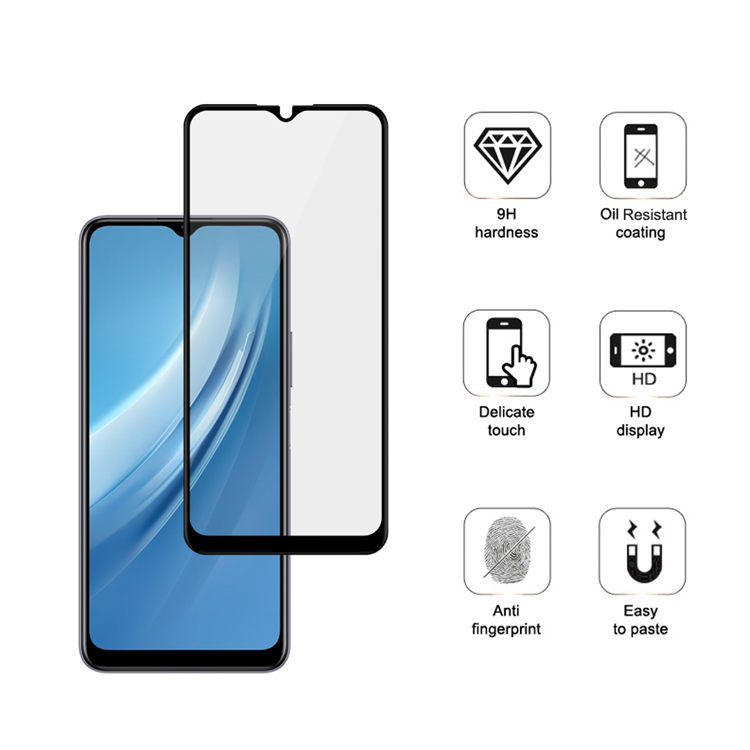Alink 2.5D silk print full glue tempered glass screen protector for iQOO U1x
