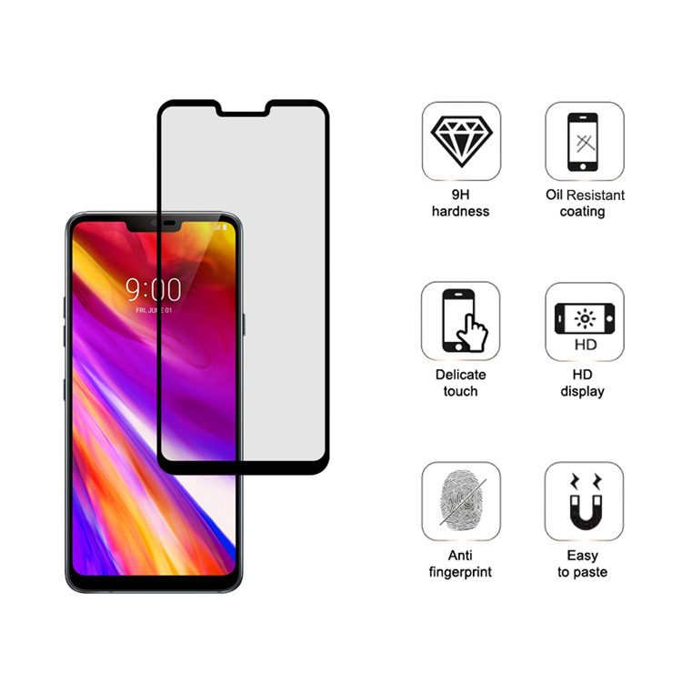 Alink 2.5D silk print full glue tempered glass screen protector for LG G7