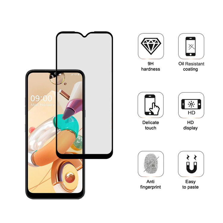 Alink 2.5D silk print full glue tempered glass screen protector for LG K41S
