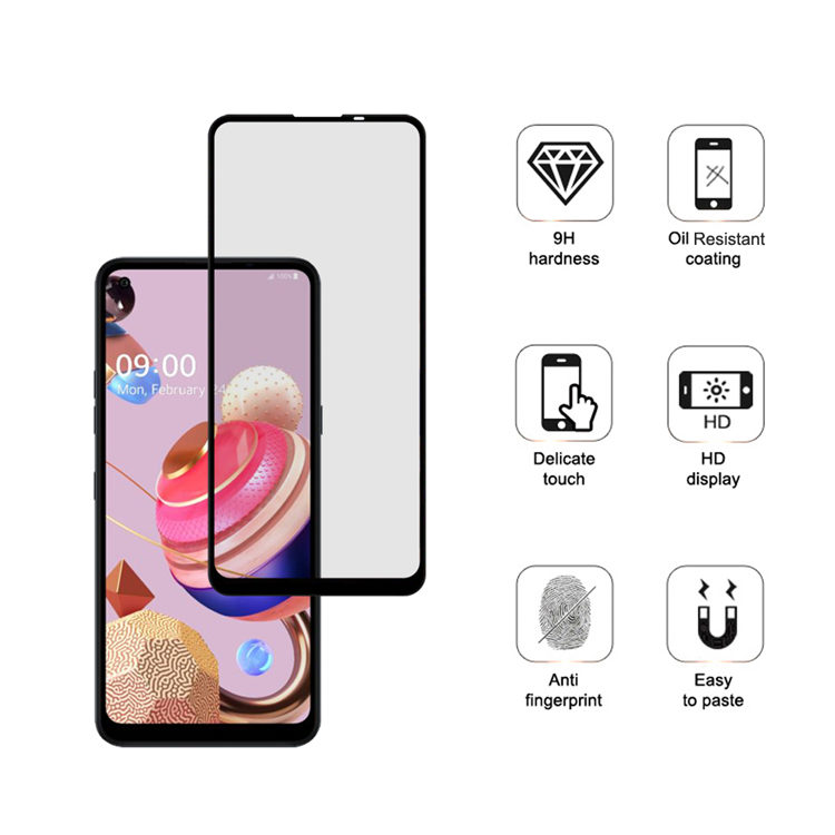 Alink 2.5D silk print full glue tempered glass screen protector for LG K51S