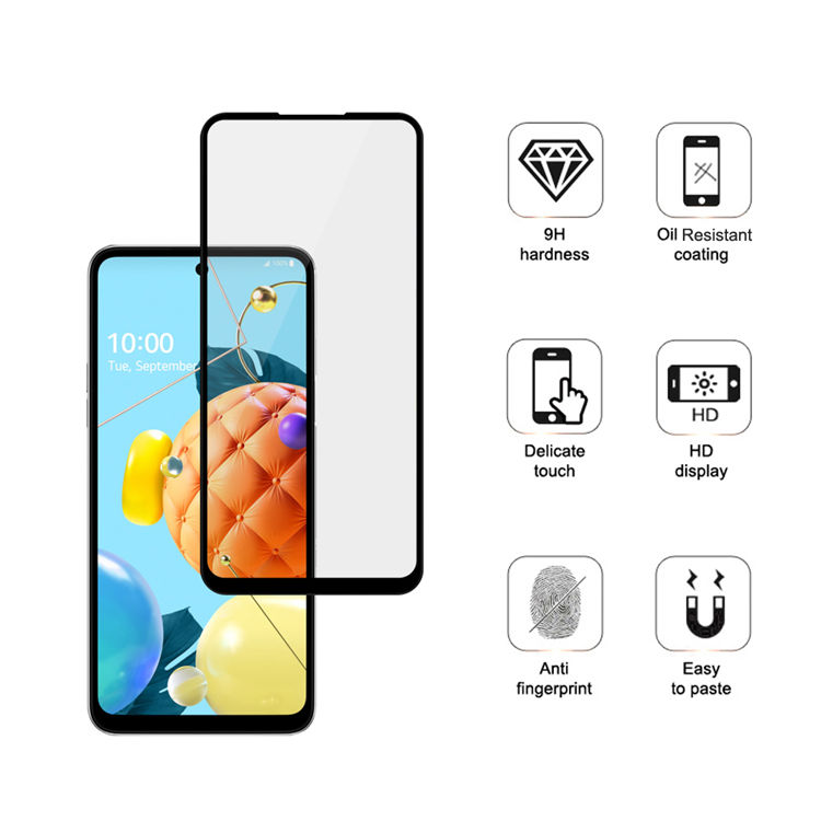 Alink 2.5D silk print full glue tempered glass screen protector for LG K62
