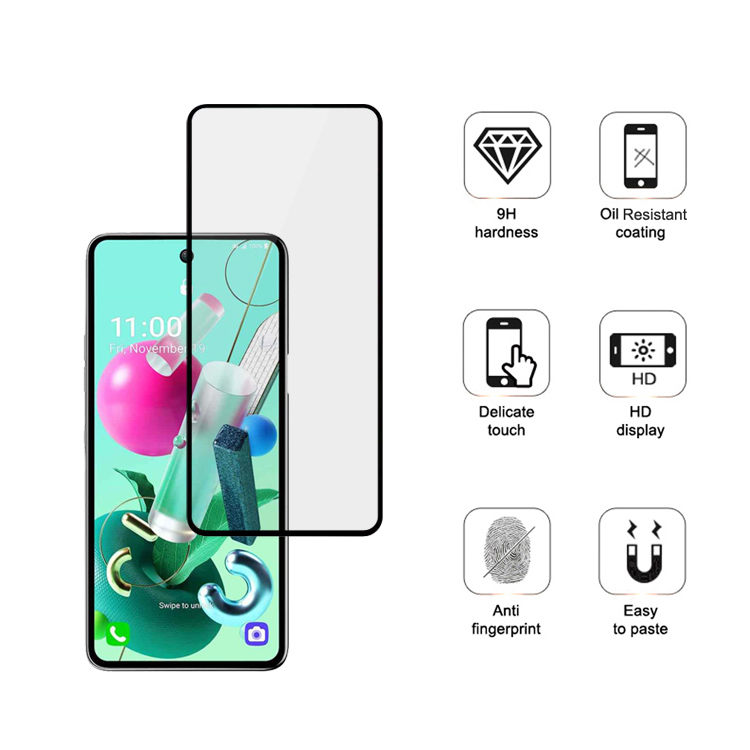 Alink 2.5D silk print full glue tempered glass screen protector for LG K92