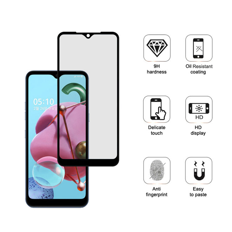 Alink 2.5D silk print full glue tempered glass screen protector for LG Q51