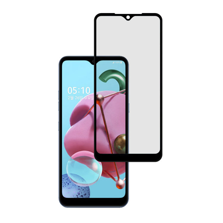 Alink 2.5D silk print full glue tempered glass screen protector for LG Q51