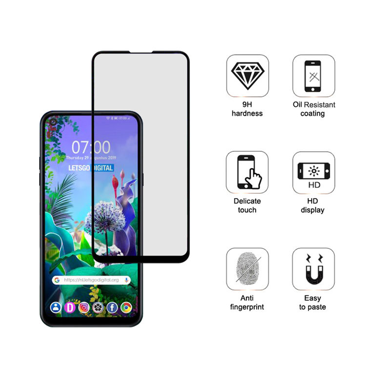 Alink 3D hot bending edge glue tempered glass screen protector for LG Q70