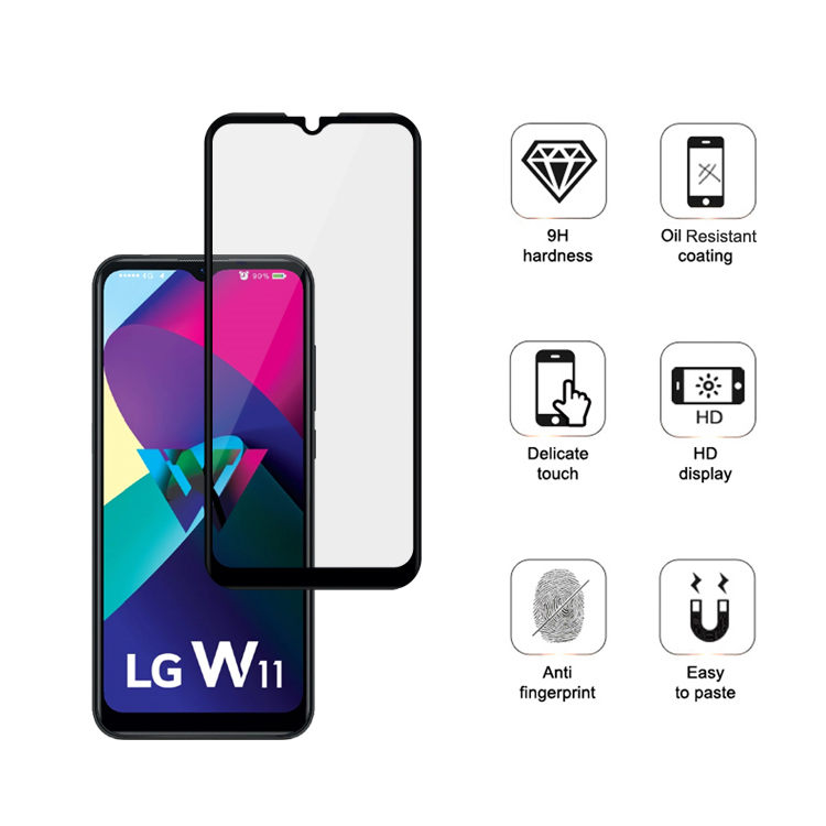 Alink 2.5D silk print full glue tempered glass screen protector for LG W11