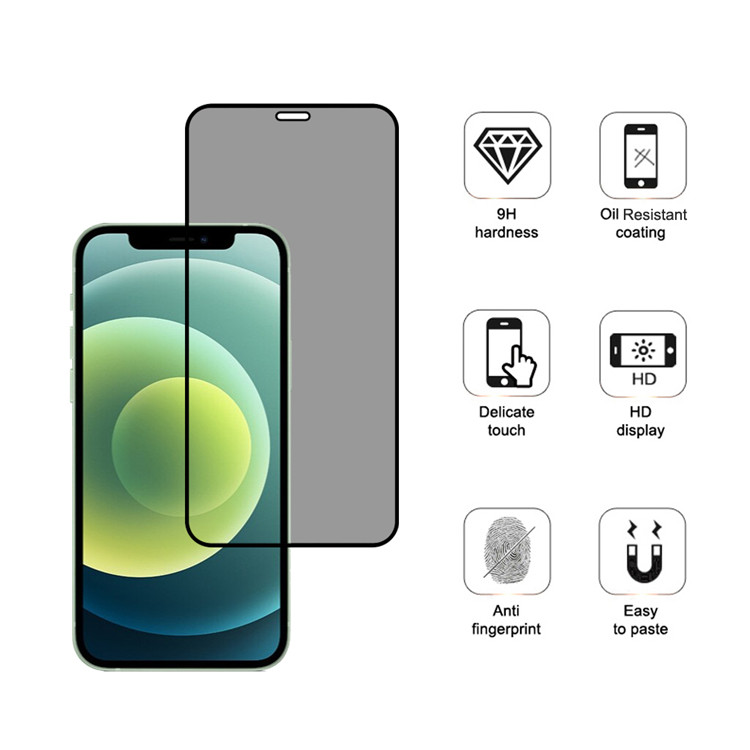 Alink privacy full cover tempered glass screen protector for Apple iPhone 12