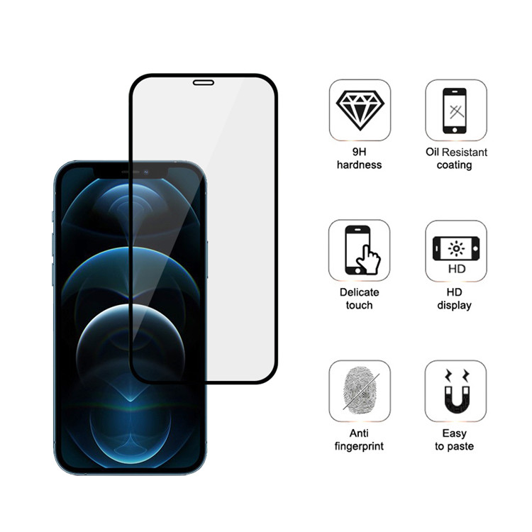 Alink 2.5D silk print full glue tempered glass screen protector for Apple iPhone 12 Pro Max