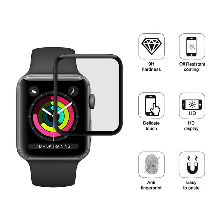 Alink 3D curved precise carving tempered glass screen protector for Apple Watch 38mm