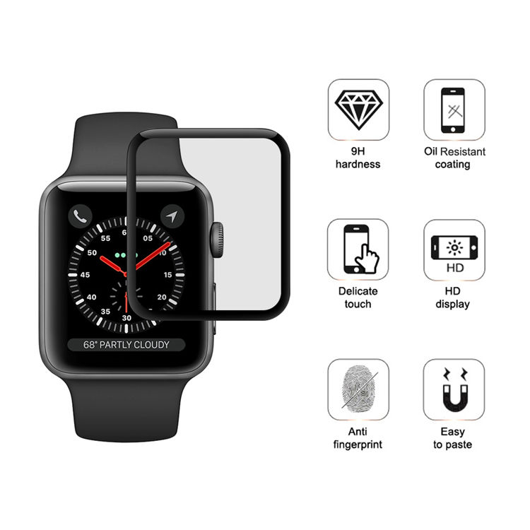 Alink 3D curved precise carving tempered glass screen protector for Apple Watch 42mm