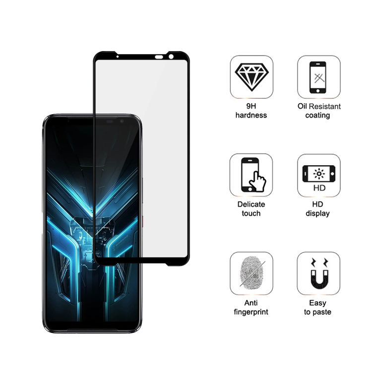 Alink 2.5D silk print full glue tempered glass screen protector for Asus ROG Phone 3 ZS661KS