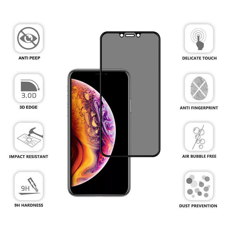 Alink 3D privacy full cover tempered glass screen protector for Apple iPhone 11 Pro / Xs