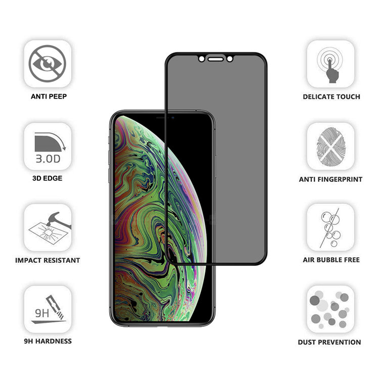 Alink 3D privacy full cover tempered glass screen protector for Apple iPhone 11 Pro Max / Xs Max