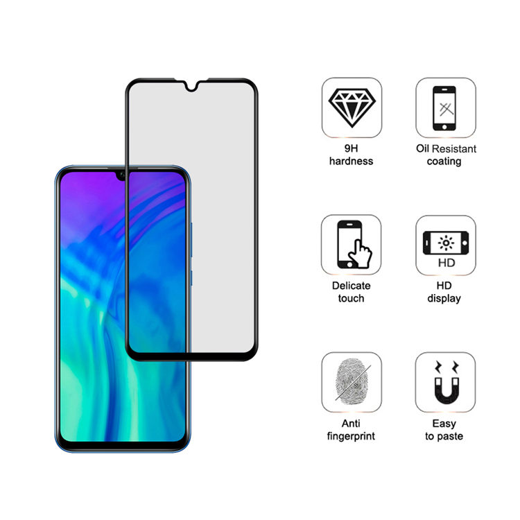 Alink 2.5D silk print full glue tempered glass screen protector for Honor 20i