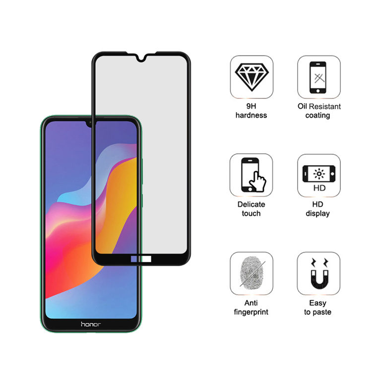 Alink 2.5D silk print full glue tempered glass screen protector for Honor 8A Prime