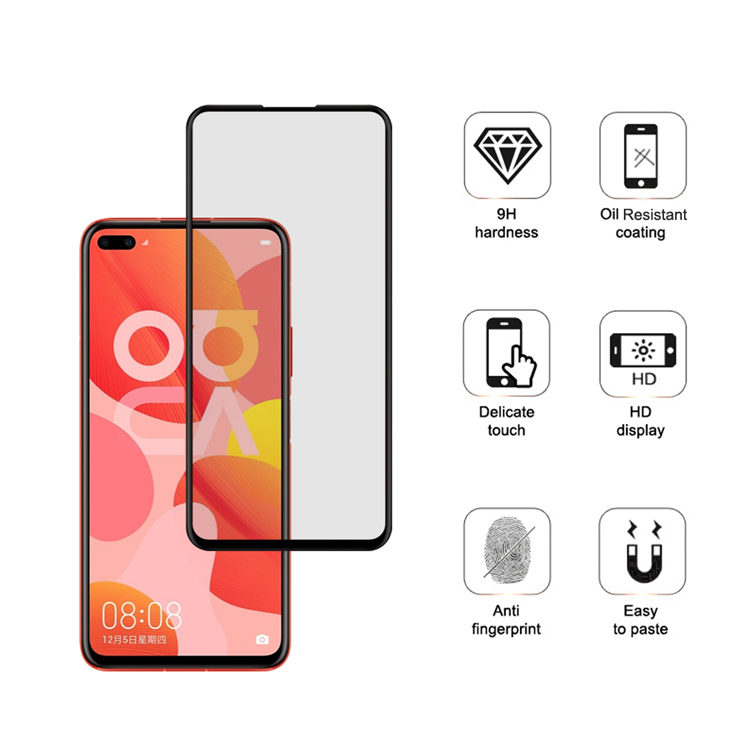 Alink 2.5D silk print full glue tempered glass screen protector for Huawei Nova 6