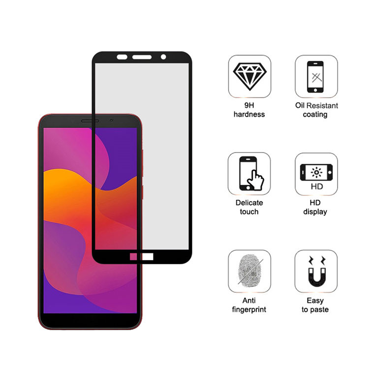 Alink 2.5D silk print full glue tempered glass screen protector for Honor 9s