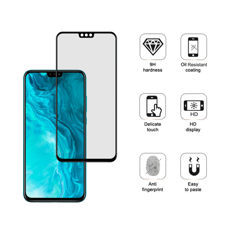 Alink 2.5D silk print full glue tempered glass screen protector for Honor 9x Lite