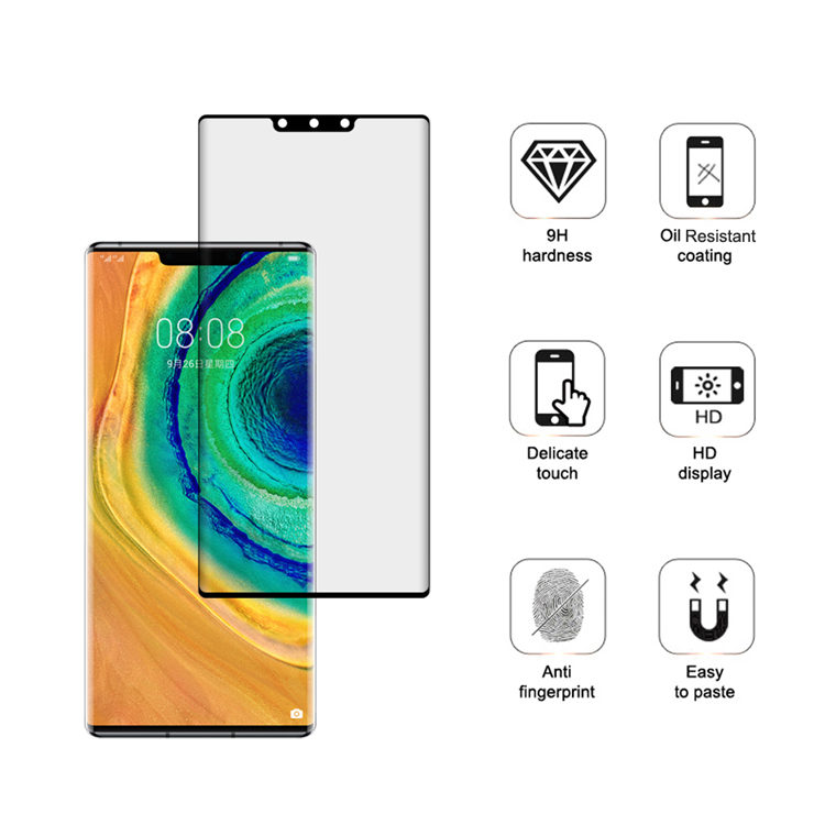 Alink 3D hot bending full glue tempered glass screen protector for Huawei Mate 30 Pro