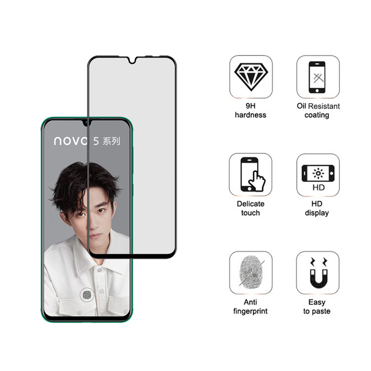 Alink 2.5D silk print full glue tempered glass screen protector for Huawei Nova 5