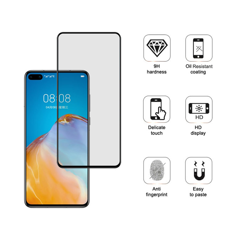 Alink 2.5D silk print full glue tempered glass screen protector for Huawei P40