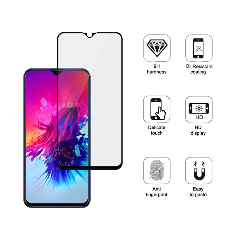 Alink 2.5D silk print full glue tempered glass screen protector for Infinix Smart 3 Plus
