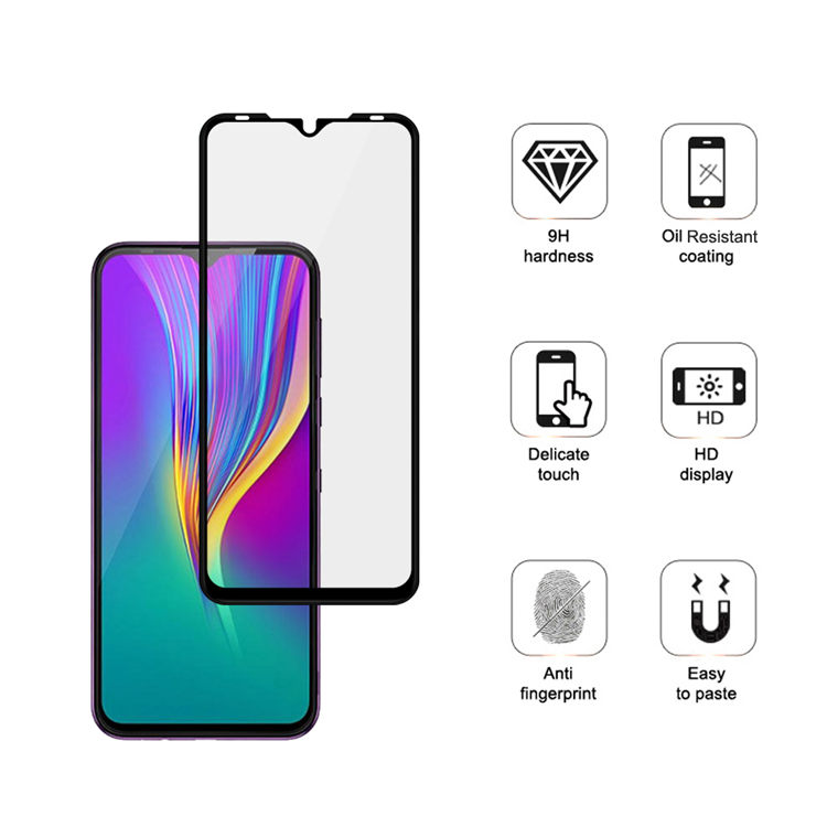 Alink 2.5D silk print full glue tempered glass screen protector for Infinix Smart 4 Plus
