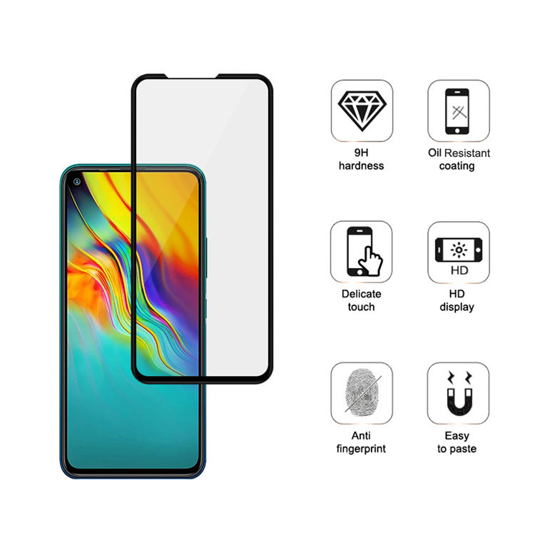 Alink 2.5D silk print full glue tempered glass screen protector for Infinix Hot 9