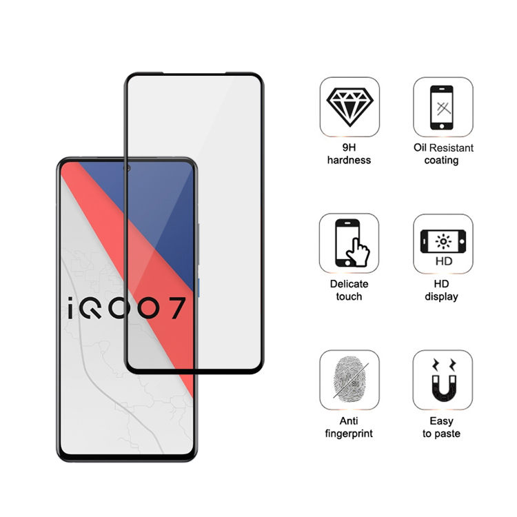 Alink 3D hot bending edge glue tempered glass screen protector for iQOO 7