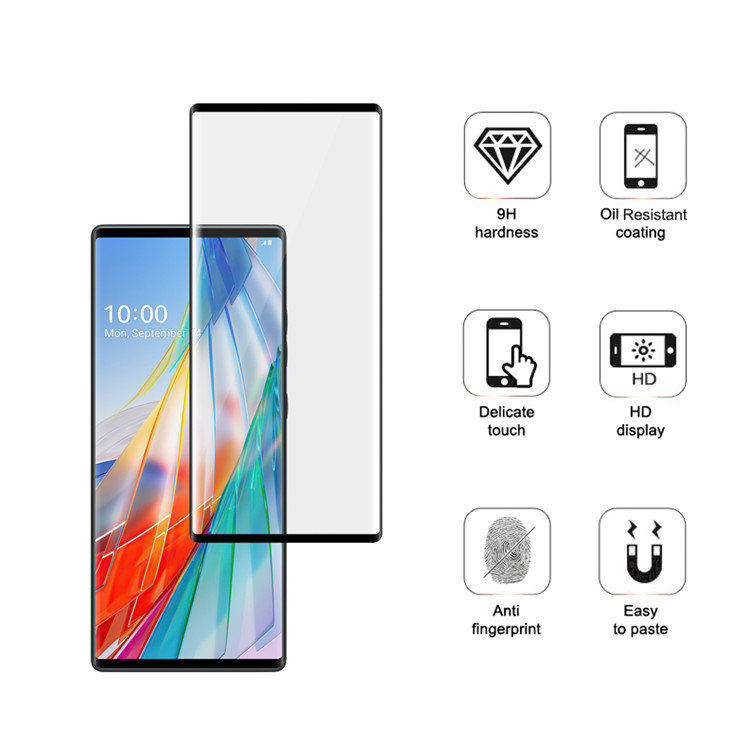 Alink 3D hot bending full glue tempered glass screen protector for LG Wing