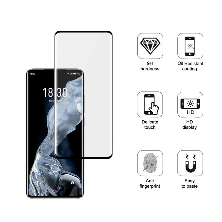 Alink 3D hot bending full glue tempered glass screen protector for Meizu 18