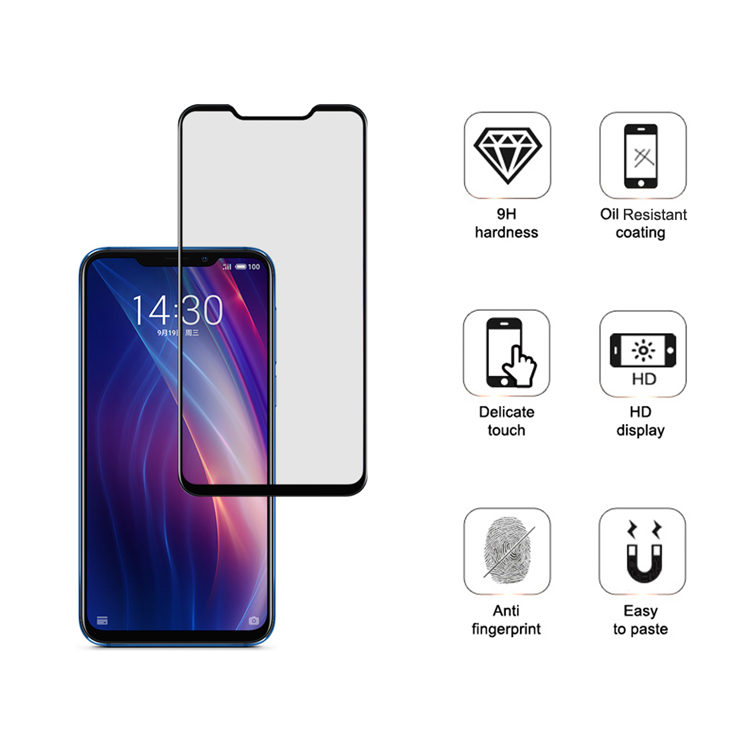 Alink 2.5D silk print full glue tempered glass screen protector for Meizu X8