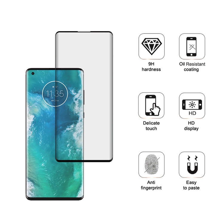 Alink 3D hot bending full glue tempered glass screen protector for Moto Edge