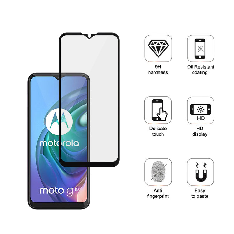 Alink 2.5D silk print full glue tempered glass screen protector for Moto G10