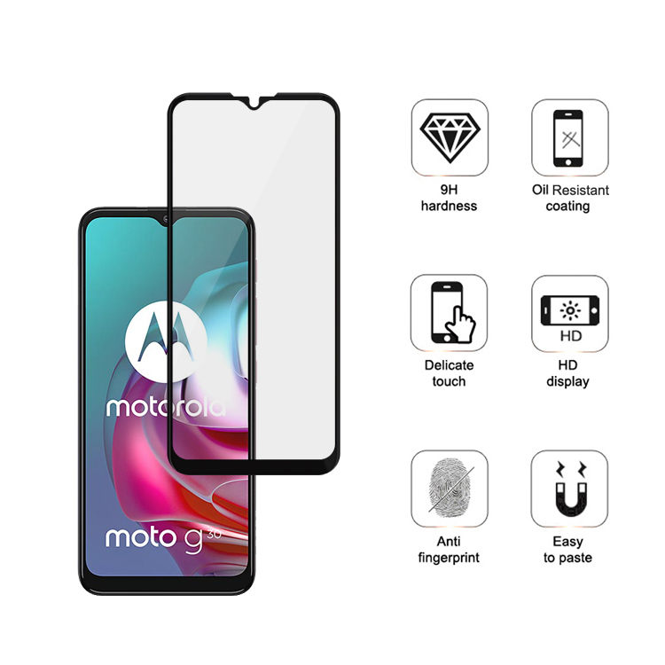 Alink 2.5D silk print full glue tempered glass screen protector for Moto G30