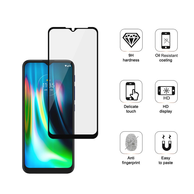 Alink 2.5D silk print full glue tempered glass screen protector for Moto G9