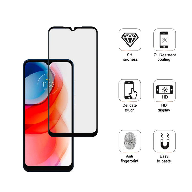 Alink 2.5D silk print full glue tempered glass screen protector for Moto G Play 2021