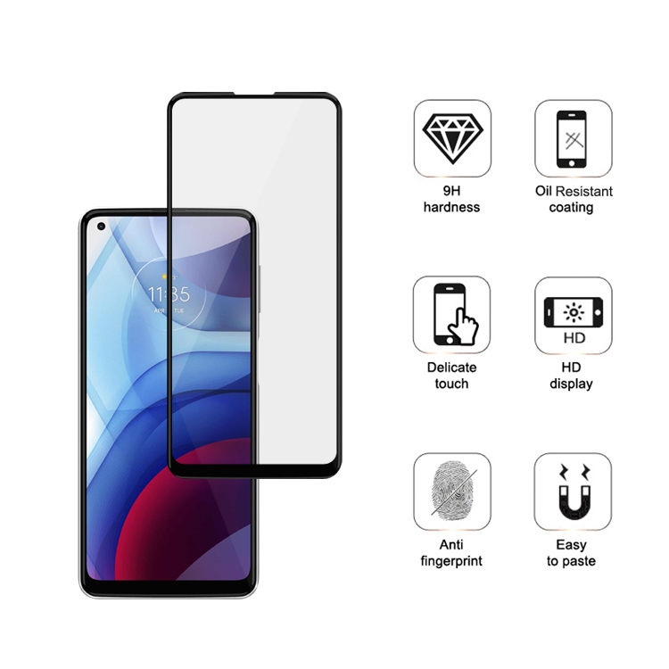 Alink 2.5D silk print full glue tempered glass screen protector for Moto G Power 2021
