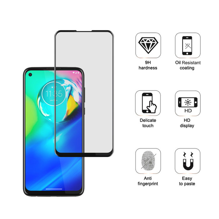 Alink 2.5D silk print full glue tempered glass screen protector for Moto G Power