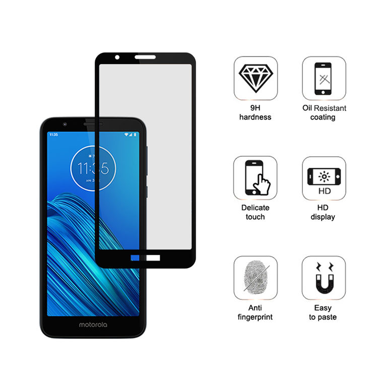 Alink 2.5D silk print full glue tempered glass screen protector for Moto E6