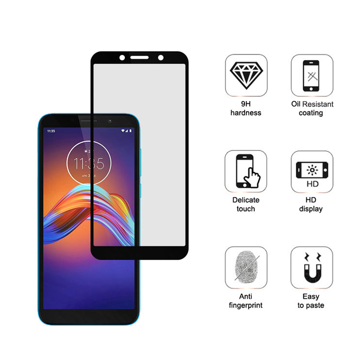 Alink 2.5D silk print full glue tempered glass screen protector for Moto E6 Play