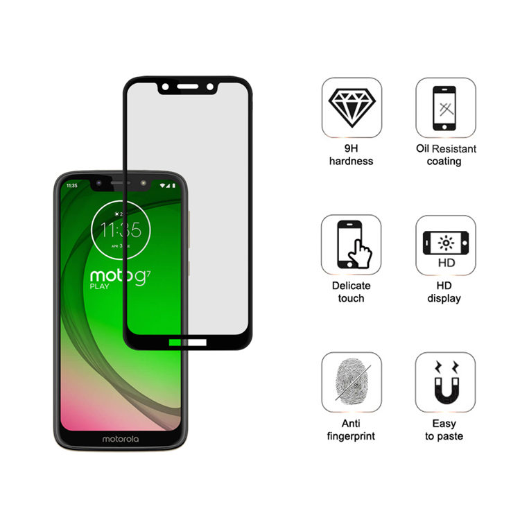 Alink 2.5D silk print full glue tempered glass screen protector for Moto G7 Play