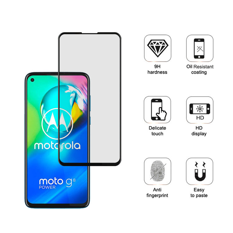 Alink 2.5D silk print full glue tempered glass screen protector for Moto G8 Power