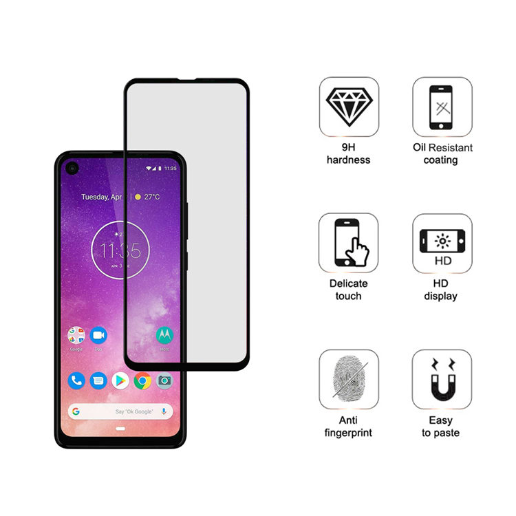 Alink 2.5D silk print full glue tempered glass screen protector for Moto One Vision