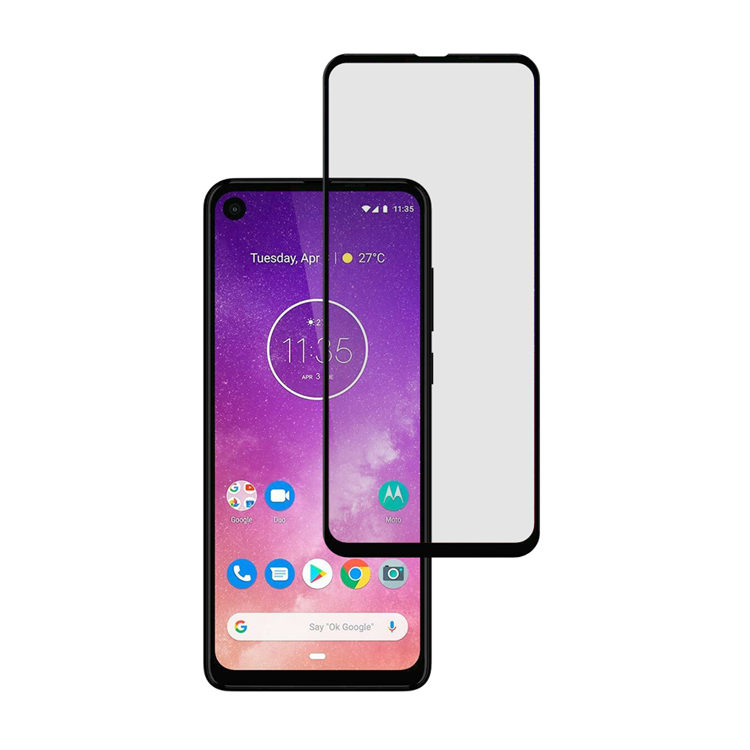 Alink 2.5D silk print full glue tempered glass screen protector for Moto One Vision