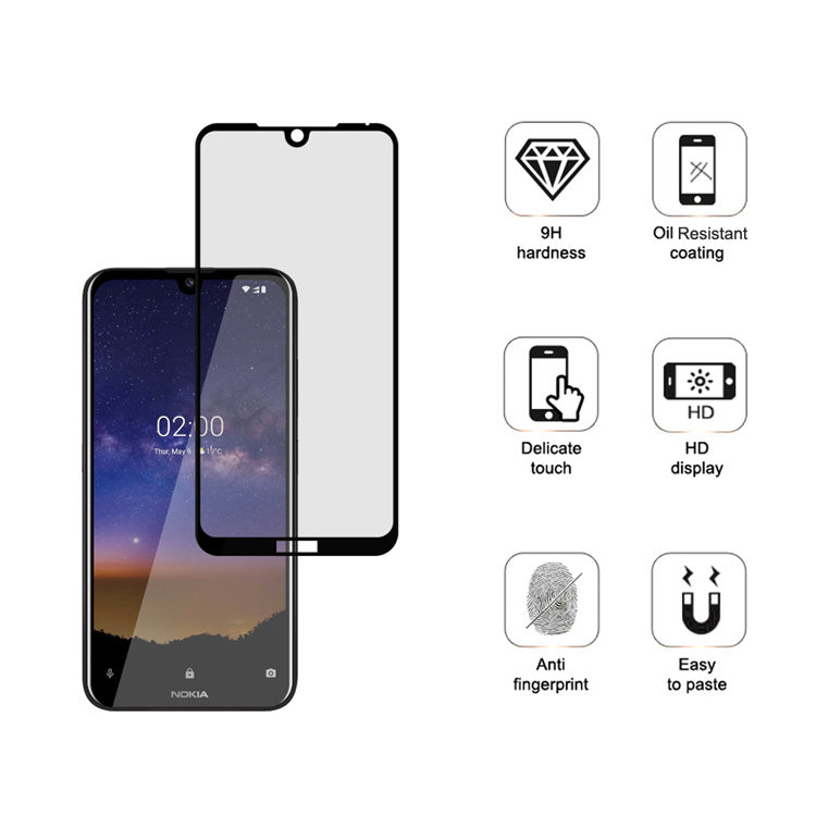 Alink 3D hot bending edge glue tempered glass screen protector for Nokia 2.2