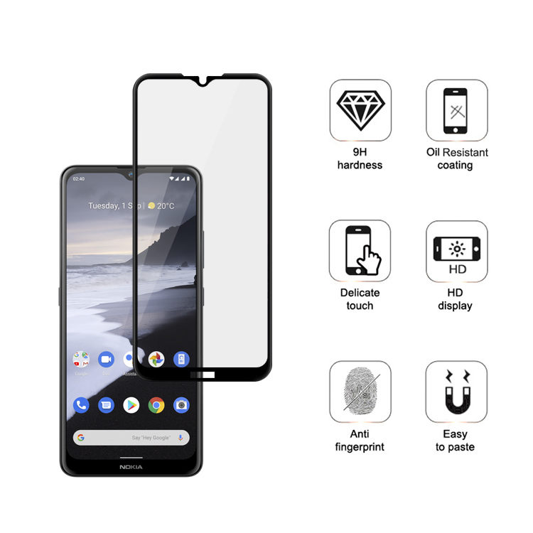 Alink 2.5D silk print full glue tempered glass screen protector for Nokia 2.4